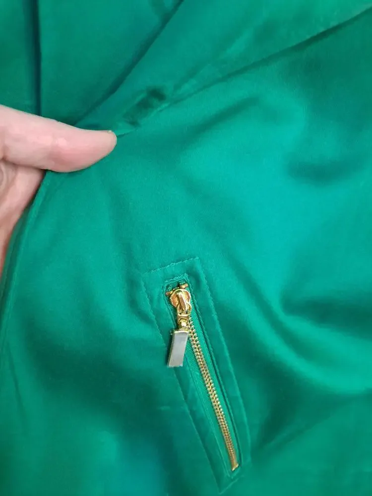 Chico's‎ Green Blazer with Gold Zip Pockets Size 2
